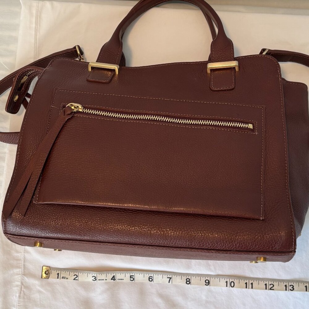 GiGI New York brown leather satchel purse with crossbody strap - Picture 8 of 14